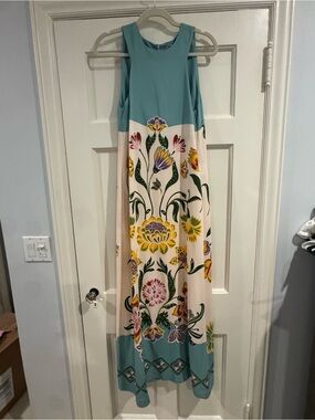 LA DoubleJ Mint Green Dress with Floral Printed Motif